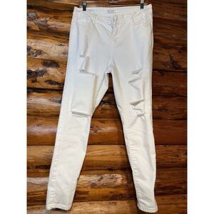 Wax Jean White Distressed Skinny Jeans Size‎ 14
